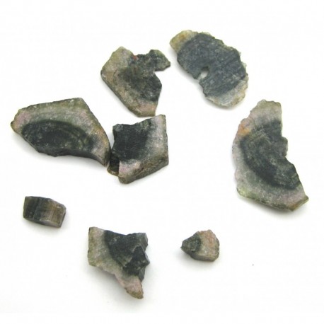 Rohstein Turmalin Wassermelone 5 - 25 mm Set mit 8 Stücken