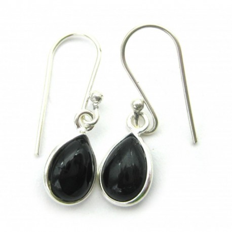 Ohrhänger Tropfen schwarzer Turmalin 7 x 10 mm 925er Silber