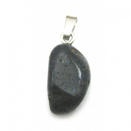 Trommelstein-Anhänger Opal schwarz Honduras 925er Silber