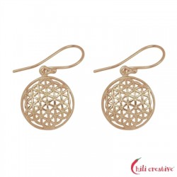 Ohrhänger Paar Blume des Lebens 16 mm Silber rosévergoldet