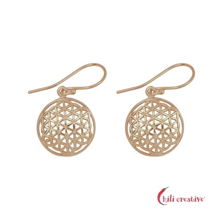 Ohrhänger Paar Blume des Lebens 16 mm Silber rosévergoldet