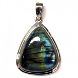 Anhänger Labradorit grün Tropfen, 25x38 mm, 925er Silber