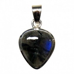 Anhänger Labradorit grün Tropfen, 15x27 mm, 925er Silber