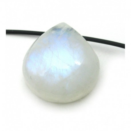 Cabochon gebohrt Labradorit weiß mit Blauschimmer Tropfen breit 2 cm