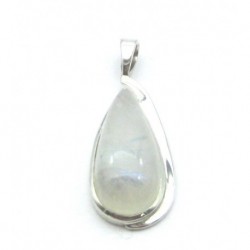 Anhänger Schlaufe Labradorit weiß Tropfen, 17x47 mm, 925er Silber