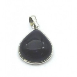Anhänger Amethyst Tropfen, ca. 35 x 23 mm, 925er Silber