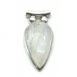 Anhänger Pipe Labradorit weiß Tropfen, 20x44 mm, 925er Silber