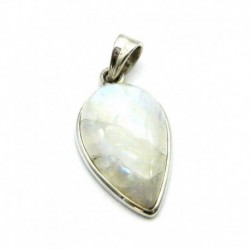 Anhänger Labradorit weiß Tropfen , 20x37 mm, 925er Silber