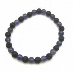 Kugel-Armband Mix Lava Amethyst 6 mm