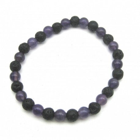 Kugel-Armband Mix Lava Amethyst 6 mm