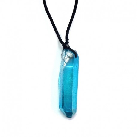 Bergkristall Spitze gebohrt 3 - 5 cm behandelt Aqua Aura hellblau