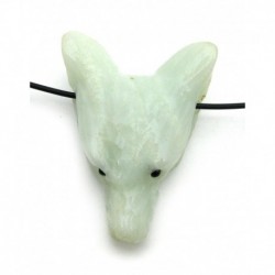 Anhänger Wolfskopf Amazonit hell flach 3 x 3,5 cm