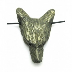 Anhänger Wolfskopf Pyrit flach 3 x 3,5 cm