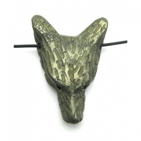 Anhänger Wolfskopf Pyrit flach 3 x 3,5 cm
