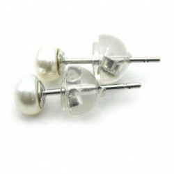 Ohrstecker Perle Süßwasserzuchtperle 4 mm weiß (gebleicht) 925er Silber rhodiniert