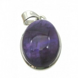 Anhänger Amethyst oval, ca. 33 x 15 mm, 925er Silber