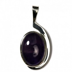 Anhänger Amethyst Schlaufe oval, ca. 40 x 20 mm, 925er Silber