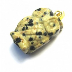 Eule Dalmatinerstein (Aplit) 2 cm mit Messing-Öse