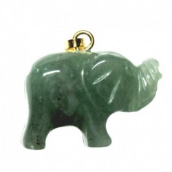 Elefant Aventurin Aventurinquarz grün 2 cm mit Messing-Öse
