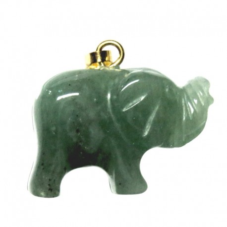 Elefant Aventurin Aventurinquarz grün 2 cm mit Messing-Öse