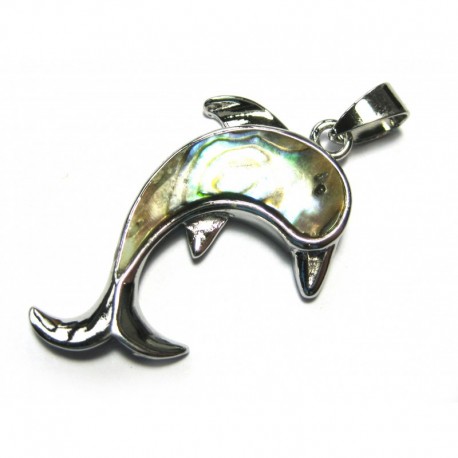 Anhänger Delfin mit Abalone-Muschel 34x24x5 mm