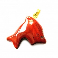 Delfin Jaspis rot 2 cm mit Messing-Öse