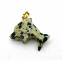 Delfin Dalmatinerstein (Aplit) 2 cm mit Messing-Öse