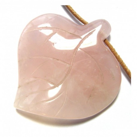 Blatt gebohrt Rosenquarz 42x48 cm