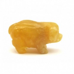 Tier-Gravur Schwein Calcit orange 3 cm