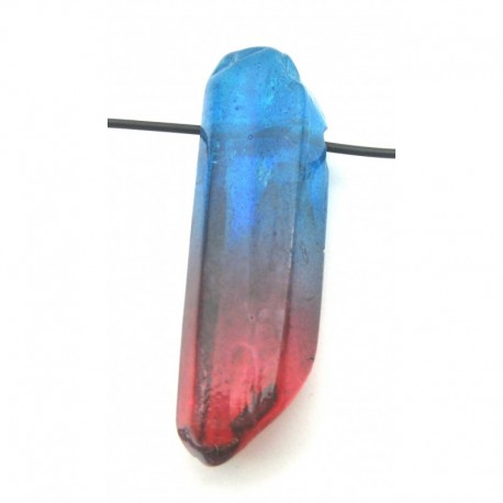 Bergkristall Spitze gebohrt 3 - 5 cm behandelt rot-blau 1 Stück