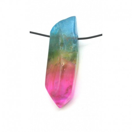 Bergkristall Spitze gebohrt 3 - 5 cm behandelt rot-blau 1 Stück