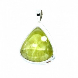 Anhänger Prehnit Tropfen 18x43 mm 925er Silber