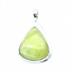 Anhänger Prehnit Tropfen 30x48 mm 925er Silber