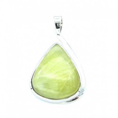 Anhänger Prehnit Tropfen 27x46 mm 925er Silber