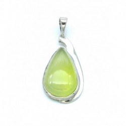 Anhänger Prehnit Tropfen 21x37 mm 925er Silber