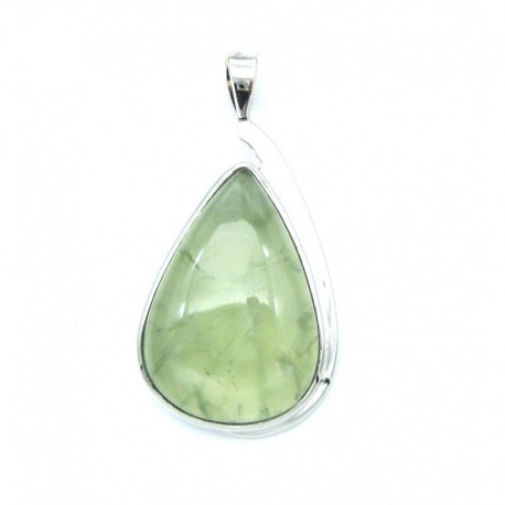 Anhänger Prehnit Tropfen 25x48 mm 925er Silber