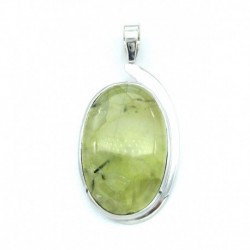 Anhänger Prehnit Tropfen 25x48 mm 925er Silber
