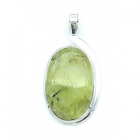 Anhänger Prehnit Oval 25x51 mm 925er Silber
