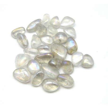 Trommelsteine Angel Aura (Bergkristall behandelt) B mit Klüften und teils Gitternetzabdruck VE 500 g