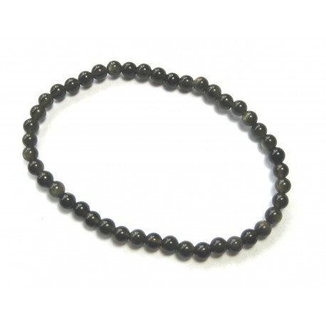 Kugel-Armband Obsidian Gold 4 mm