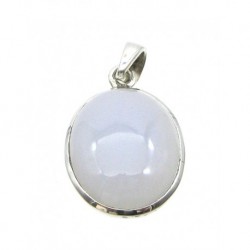Anhänger Chalcedon blauoval, 20x35 mm, 925er Silber