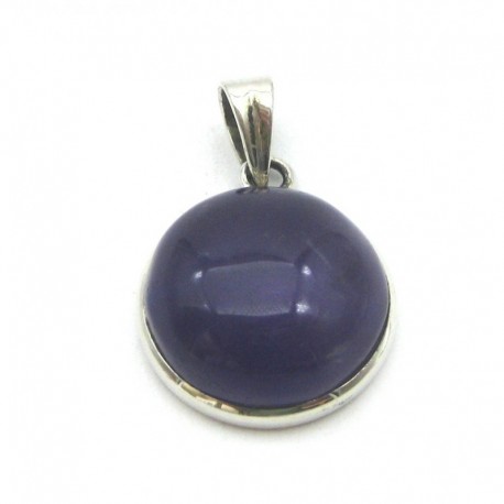 Anhänger Amethyst rund, ca. 30 x 20 mm, 925er Silber