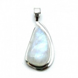 Anhänger Schlaufe Labradorit weiß ,19x42 mm, 925er Silber