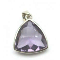 Anhänger Amethyst hell, dreieckig, ca. 25 x 17 mm, 925er Silber