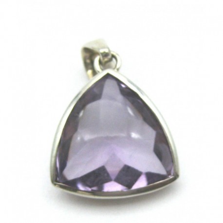 Anhänger Amethyst hell, dreieckig, ca. 25 x 17 mm, 925er Silber
