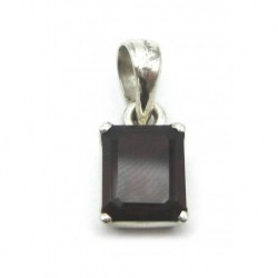 Anhänger Granat facettiert Rechteck, 11x20 mm, 925er Silber