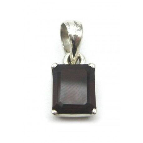 Anhänger Granat facettiert Rechteck, 11x20 mm, 925er Silber