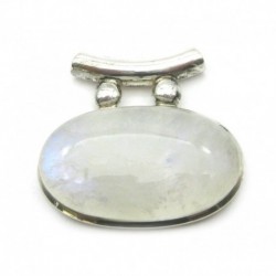 Anhänger Pipe Labradorit weiß oval, 33x37 mm, 925er Silber
