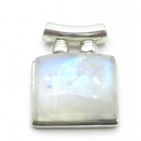 Anhänger Pipe Labradorit weiß Rechteck, 19x28 mm, 925er Silber