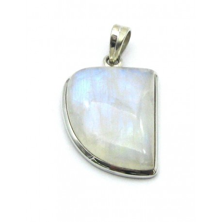 Anhänger Labradorit weiß Freeform, 28x39 mm, 925er Silber